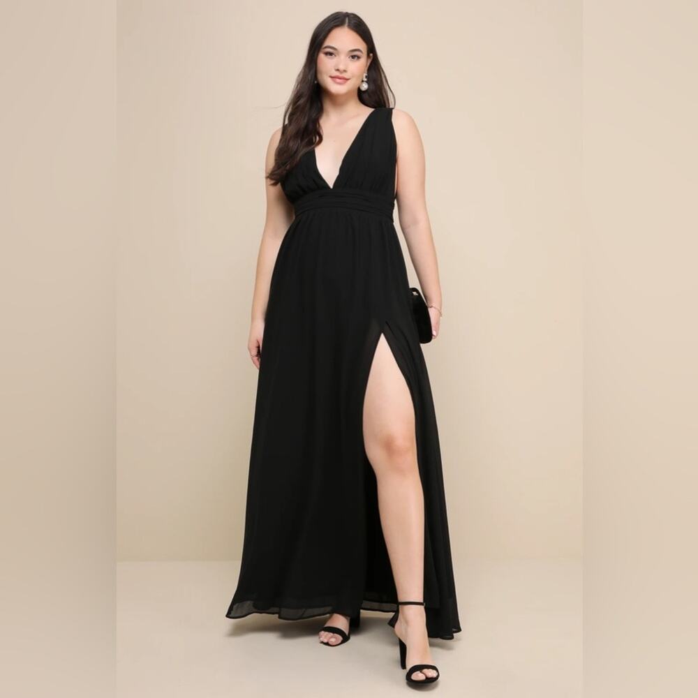 Lulus Heavenly Hues Black Maxi Dress